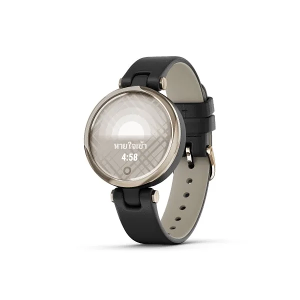 SMARTWATCH (นาฬิกาอัจฉริยะ) GARMIN LILY CREAM GOLD BLACK LEATHER