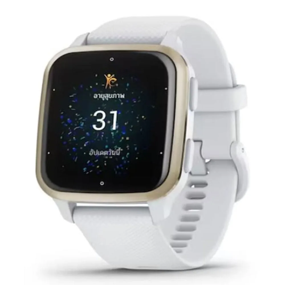 SMART WATCH (นาฬิกาอัจฉริยะ) GARMIN VENU SQ 2 CREAM GOLD WITH WHITE BAND
