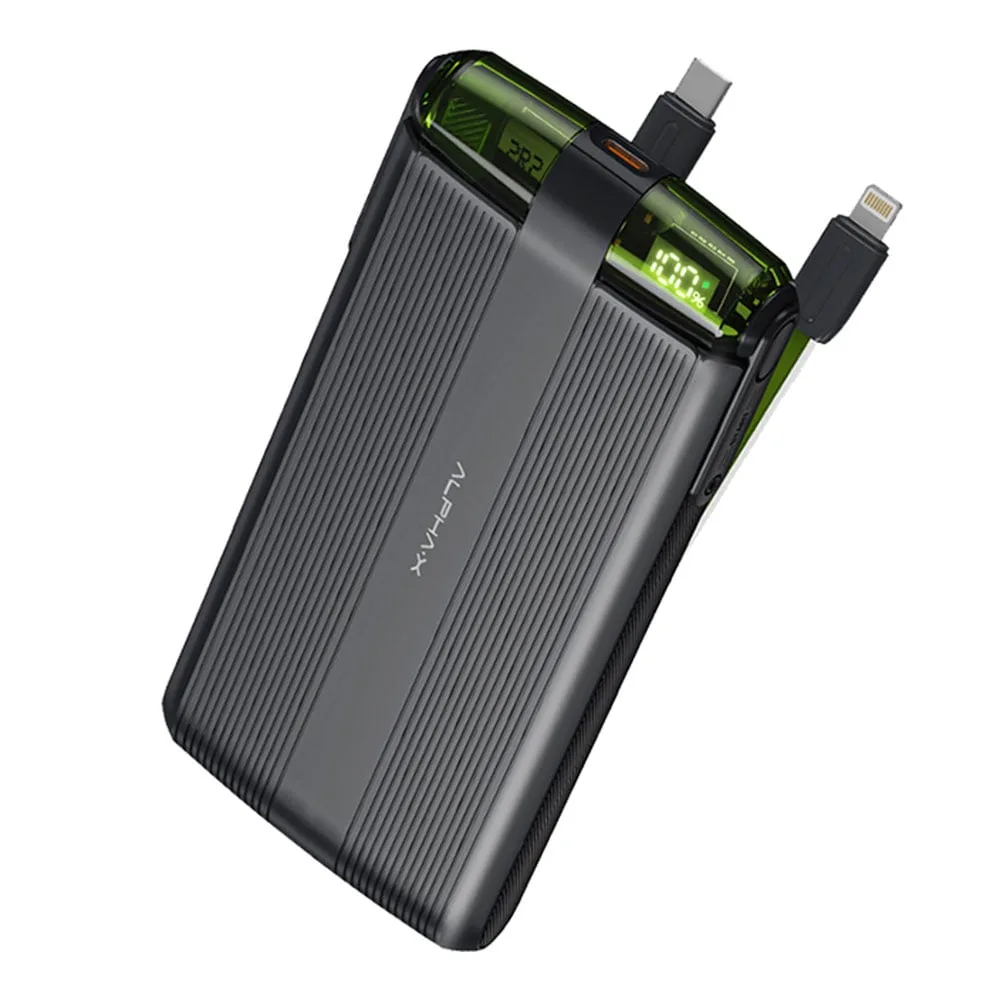 POWER BANK (แบตเตอรี่สำรอง) ALPHA-X PWB ALP10-18PD20W WITH CABLE 10K mAh (BLACK)