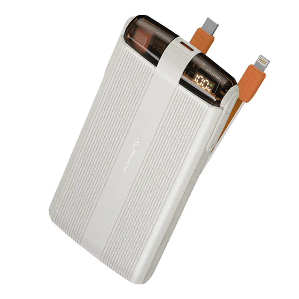 POWER BANK (แบตเตอรี่สำรอง) ALPHA-X PWB ALP10-18PD20W WITH CABLE 10K mAh (BEIGE)