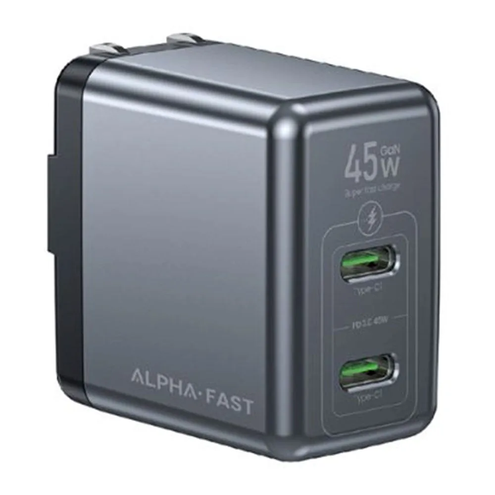ADAPTER CHARGER (อะแดปเตอร์) ALPHA-X ADATER ALC-GAN45W 2PORT TYPEC (BLACK)