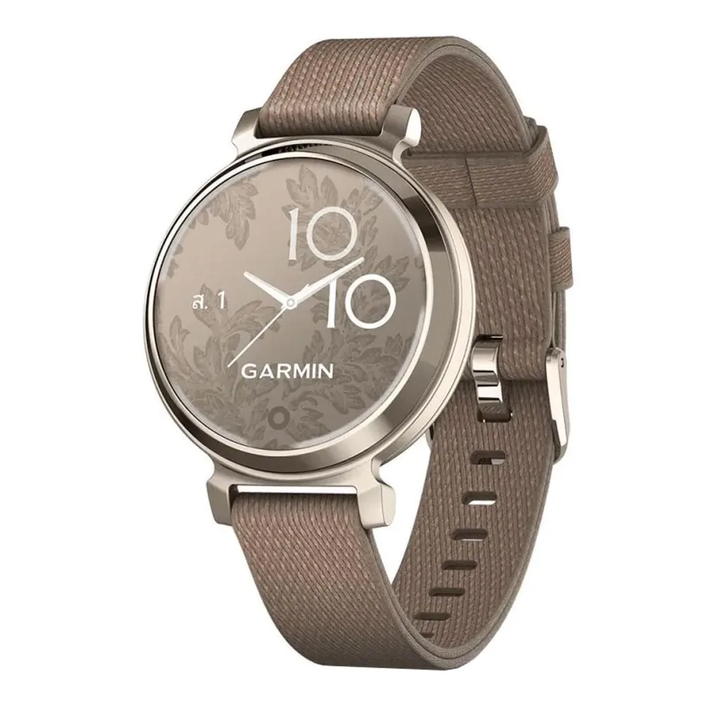 SMART WATCH (นาฬิกาอัจฉริยะ) GARMIN LILY 2 CLASSIC (CREAM GOLD WITH COFFEE NYLON BAND) (010-02839-62)