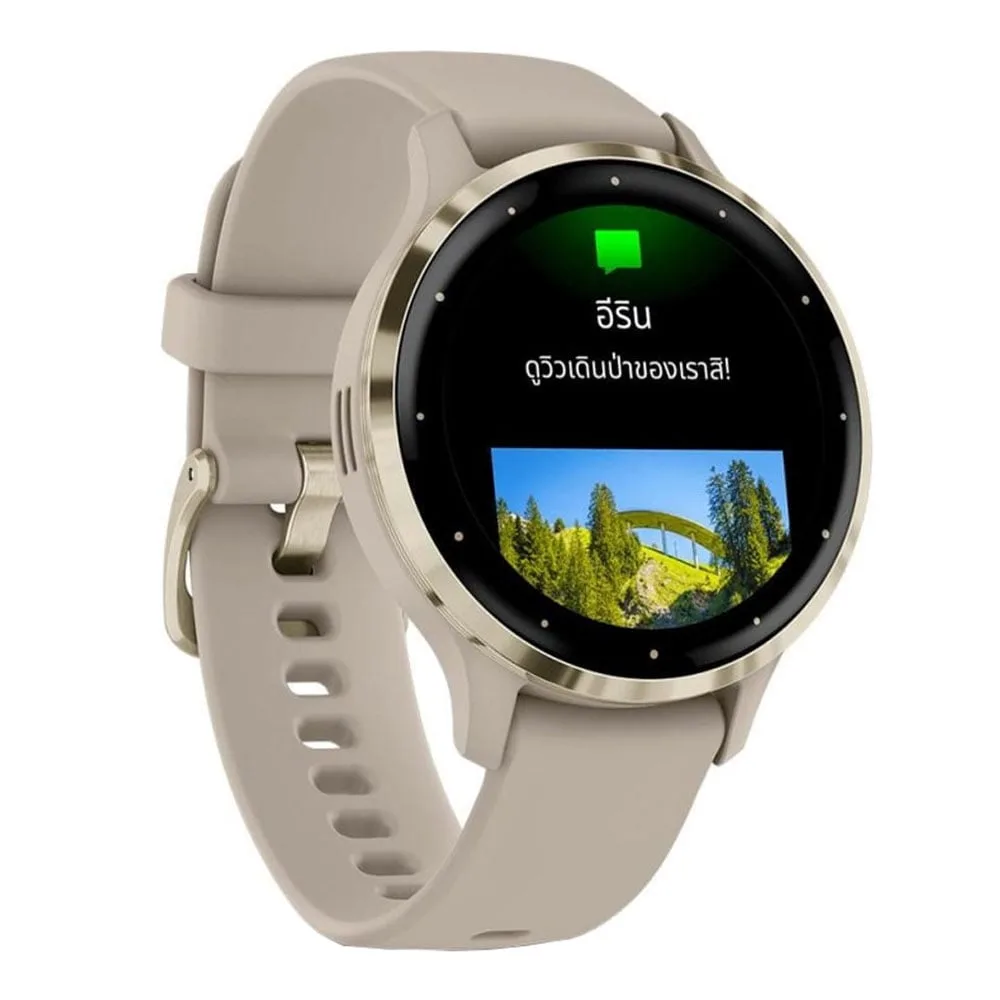 SMART WATCH (นาฬิกาอัจฉริยะ) GARMIN VENU 3S CREAM GOLD STAINLESS STEEL BEZEL WITH FRENCH GRAY CASE AND SILICONE BAND (010-02785-52) - Image 3