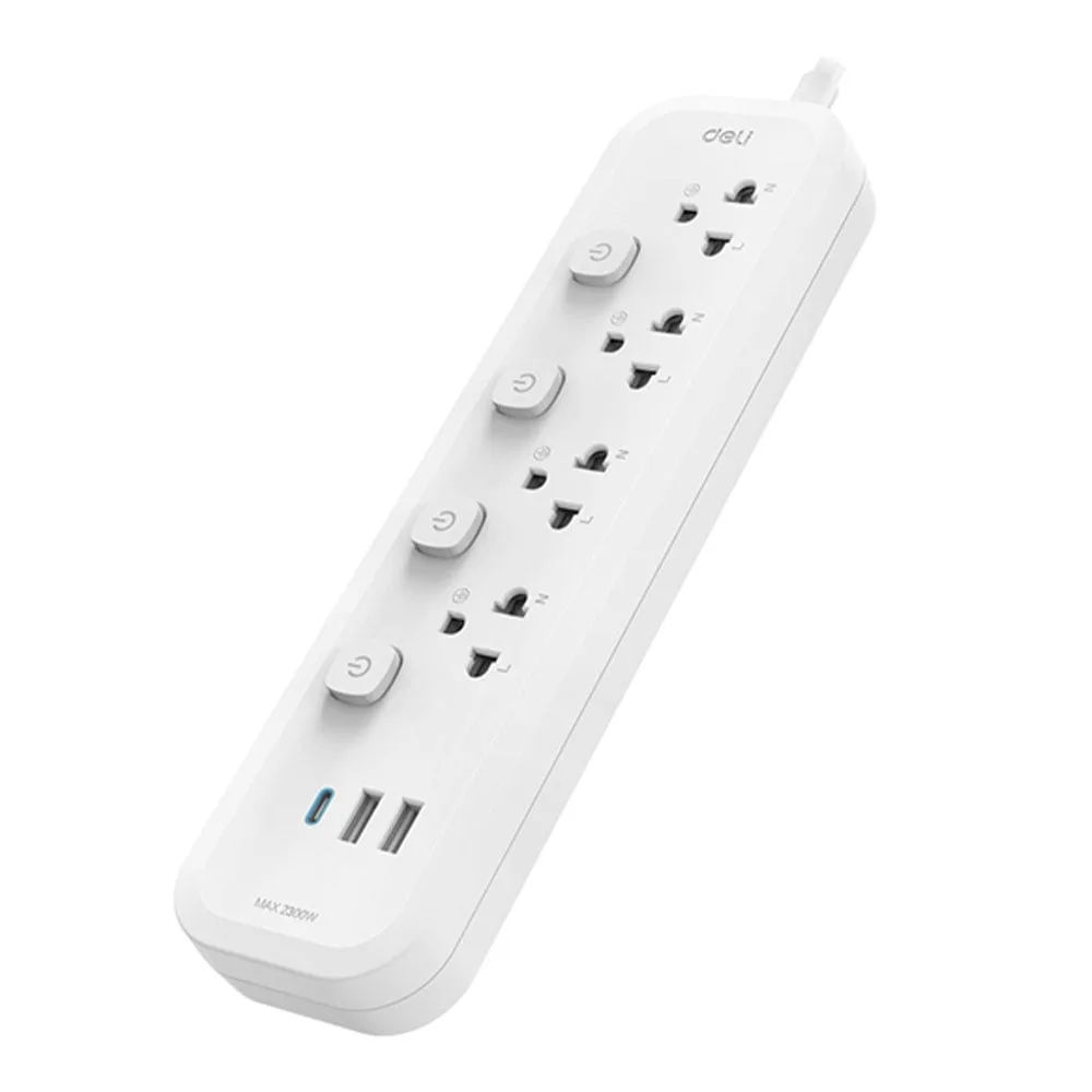 PLUG (ปลั๊กไฟ) DELI T478 4SOCKETS 3USB 5M SWITCH (DLI-T478)