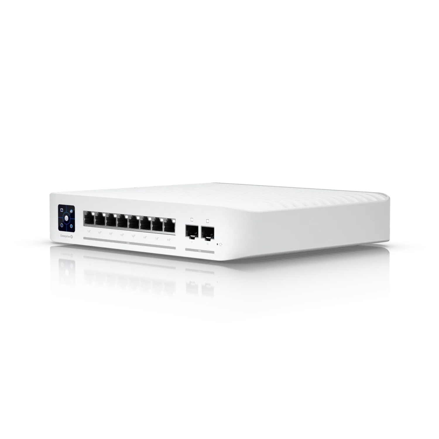 Ubiquiti Hub & Switch USW-ENTERPRISE-8-POE An 8-port Layer 3 switch with 2.5 GbE PoE+ output.