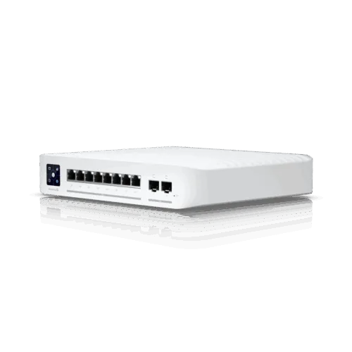 Ubiquiti Hub & Switch USW-ENTERPRISE-8-POE An 8-port Layer 3 switch with 2.5 GbE PoE+ output.