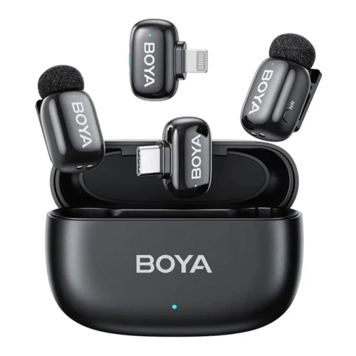 (BOYAMINI-12) WIRELESS MICROPHONE (ไมโครโฟนไร้สาย) BOYA MINI 2 MIC USB-C + LIGHTNING RECEIVER - BLACK (MODEL 12)